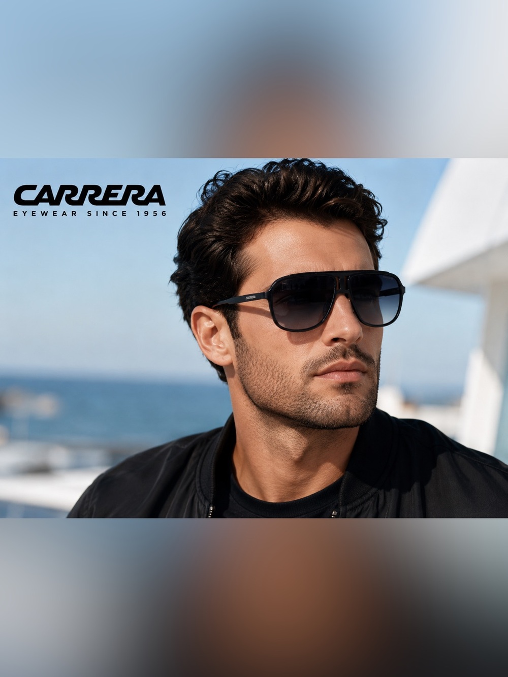 Carrera Men's Black Sunglasses with Gradient Smoke Lenses